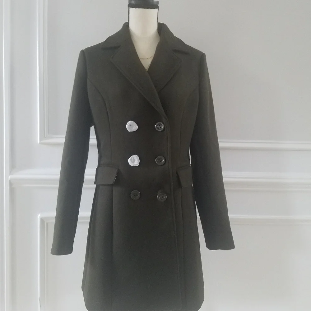 Wool Blend Double Breasted Peacoat. - Picture 3 of 7